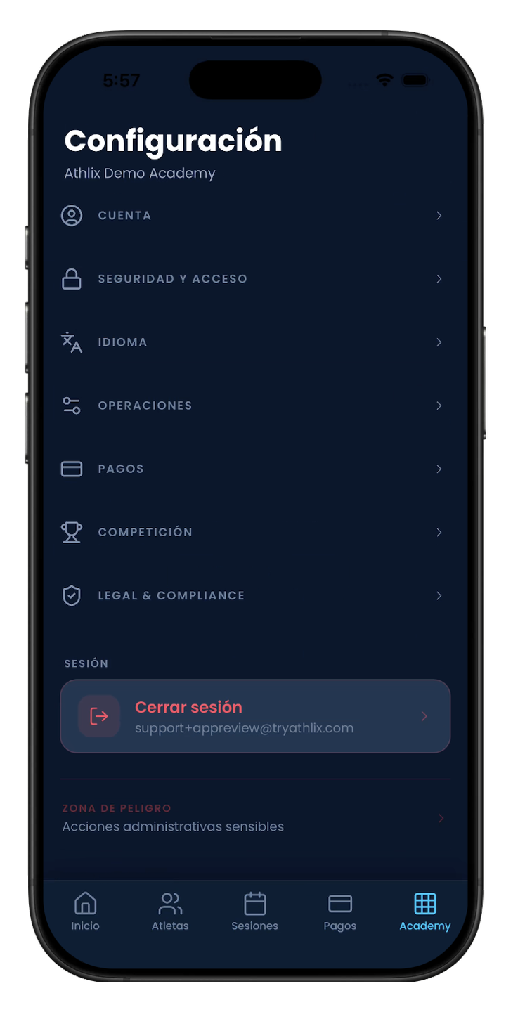 ATHLIX Configuración
